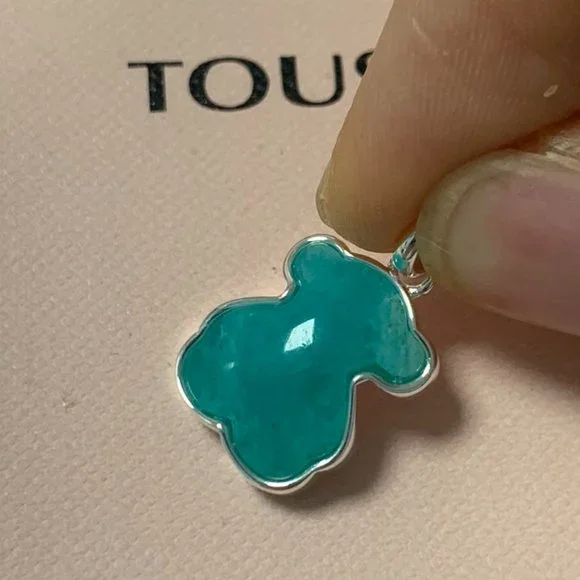 Tous Jewelry Tous Charm Silver Dark Green Color Pendant With